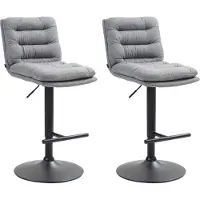 BellaFurn set de 2 tabourets de bar - Tabouret de banc - Grand confort d'assise | Couleur : gris | Couleur de base : noir