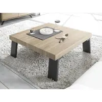 Meublorama Table basse avec pieds en métal, Collection SHOW, coloris chêne clair
