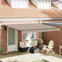 Syfax Auvent Rétractable Beige 400 × 300 cm Tissu et Aluminium