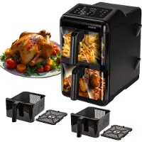 MPM Grande friteuse à air chaud d'une capacité de 12 litres, double chambre, rappel d'agitation, fonction Sync & Dual-Cook MFR-13