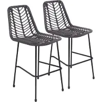 Happy Garden Lot de 2 tabourets de bar en rotin synthétique noirs OKA