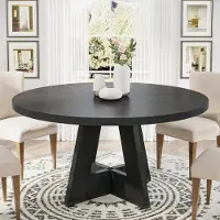 StarTech.com Table à manger - Table de cuisine ronde - Diamètre 120 cm - Hauteur 75 cm - Peut accueillir jusqu'à 8 personnes - Style minimaliste et moderne - À monter - Noir