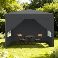 YARDIN Tente pop-up 3 x 3 m, montage rapide à un bouton, imperméable et protection UV, avec 4 panneaux latéraux, sac de rangement inclus – Anthracite