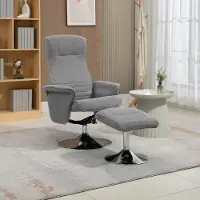 SUGIFT Fauteuil relax avec repose-pieds, pivotant, fauteuil TV inclinable, gris | 69 x 71 x 104 cm | Inclinaison jusqu'à 135°, rotation à 360° | Capacité maximale : 150 kg