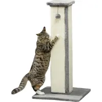 PawHut Poteau à griffer , 81 cm, arbre à chat en sisal avec balle à griffer, gris