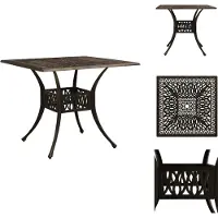 vidaXL Table de jardin « Bronzen » 90 x 90 x 73 cm en fonte d'aluminium - Tables de jardin