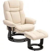 HOMCOM Fauteuil relax avec repose-pieds, fauteuil TV pivotant avec fonction d'inclinaison, couleur crème