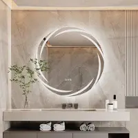 VRYGLE Miroir salle de bain LED rond 80 cm – miroir mural avec rétroéclairage streamer, tactile, 3 couleurs de lumière dimmables, antibuée, IP56