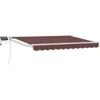 vidaXL Store à bras articulés manuel avec LED, marron et blanc, 3 x 2,5 m