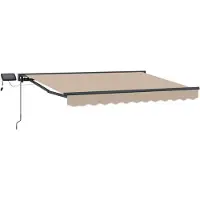 Syfax Cadre de store manuel avec LEDs Beige et Anthracite 3,5 x 2,5 m