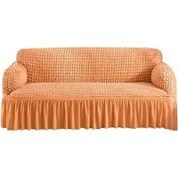 CANDeal Housse de canapé Seersucker avec Zoom pour 1-4 places, lavable en machine Housse de canapé (Orange, 90-140CM)