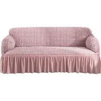 CANDeal Seersucker Sofa Hoes met Zoom voor 1-4 zitplaatsen, machinewasbare Sofa beschermer (Rose, 145-185CM)