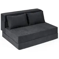 Costway Canapé-lit , fauteuil convertible 3-en-1 avec 2 coussins, canapé-lit en chenille à déplier, matelas de sol, canapé confortable, gris