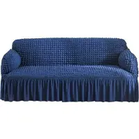 CANDeal Housse de canapé Seersucker avec zoom pour 1-4 sièges, housse de canapé lavable en machine (bleu marine, 190-230CM)