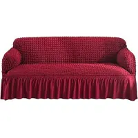 CANDeal Housse de canapé Seersucker avec zoom pour 1-4 sièges, housse de canapé lavable en machine (Burgundy, 190-230CM)