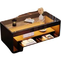 OEM Table basse, éclairage LED, grand espace de rangement, noir - aggloméré