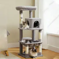 StarTech.com Arbre à chat - Arbre d'escalade pour chats d'intérieur - 4 niveaux - Colonnes à griffer - Plateforme supérieure rembourrée - Niche - Vert