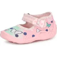 Ladeheid Chaussons pour filles avec fermeture velcro et semelles amovibles LAVI0001 (papillon rose, taille 18 EU)