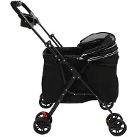 StarTech.com Poussette pour animaux de compagnie - Poussette pour chiots et chatons - Roues pivotantes à 360° - Pliable - Légère (4,4 kg) - Jusqu'à 12,5 kg - Acier au carbone et tissu Oxford - Noir