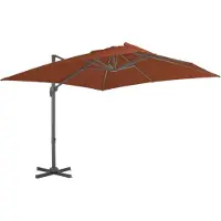 Syfax Parasol de jardin déporté avec mât en aluminium Terre cuite 400 x 300 cm