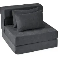 Costway Canapé-lit , fauteuil convertible 3-en-1 avec 2 coussins, canapé-lit en chenille à déplier, matelas intégré, canapé confortable