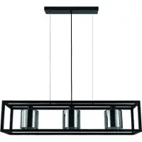 Eglo Suspension BRISLING E27, design moderne, noir, structure métallique avec abat-jour en verre transparent, parfaite pour la salle à manger ou le salon, éclairage élégant