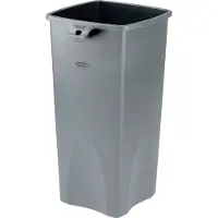 Rubbermaid Corbeille Untouchable, sans logo de recyclage, 87 litres, grise