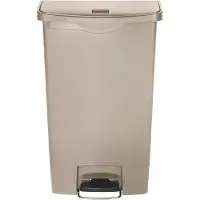 Rubbermaid Poubelle à pédale Slim Jim, plastique, contenance 30 L, beige