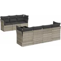 vidaXL Ensemble de jardin canapé 8 pièces avec coussins gris clair Poly rotin