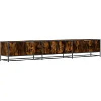Syfax Meuble TV chêne fumé 240x35x41 cm bois d'ingénierie
