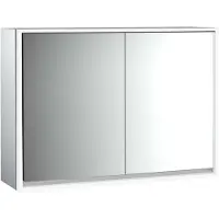 Emco loft Armoire de toilette avec éclairage, 1000mm, 2 portes, modèle apparent, aluminium/blanc, 979806112
