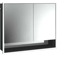 Emco loft Armoire de toilette avec éclairage avec compartiment inférieur, 800mm, 2 portes, modèle à encastrer, noir/miroir, 979813511