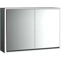 Emco loft Armoire de toilette avec éclairage, 1000mm, 2 portes, modèle apparent, noir/miroir, 979813312