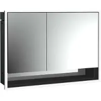 Emco loft Armoire de toilette avec éclairage avec compartiment inférieur, 1000mm, 2 portes, modèle à encastrer, noir/miroir, 979813515