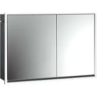 Emco loft Armoire de toilette avec éclairage, 1000mm, 2 portes, modèle à encastrer, noir/miroir, 979813317