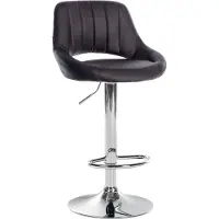 CLP Tabouret de bar , revêtement en similicuir, réglable en hauteur, pivotant, avec dossier | Couleur : marron. Structure : chromée