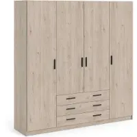 Ebuy24 CALICOSY - Armoire 4 portes et 3 tiroirs L196 cm - PRINT