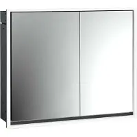 Emco loft Armoire de toilette avec éclairage, 800mm, 2 portes, modèle à encastrer, noir/miroir, 979813311