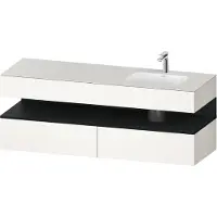 Duravit Collection One lavabo à encastrer avec meuble sous-vasque en console, 1600x550x600mm, niche en chêne noir, vasque à droite, QA4796016840000