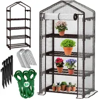 Kesser Serre en film plastique Premium à 4 étages - 69 x 50 x 158 cm Serre avec 4 étagères - Peu encombrante, serre de culture haut de gamme pour le jardin ou le balcon, stable et facile à monter