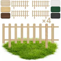 Pemicont Floranica 4 psc Clôture de jardin décorative en bois 40 cm x 100 cm Nature Clôture avec Poteaux Clôture en piquets