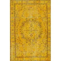 Bamyum Giallo Bedruckter Teppich Chenille-Druck Maschinell Hergestellt 80 x 300 cm (80 x 300 cm)