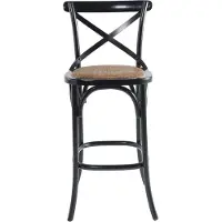 Signature - Chaise de bar en bois massif et cannage L50 cm - BISTROT