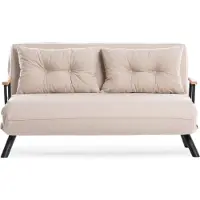 CALICOSY - Canapé lit 2 places convertible en tissu avec pieds en métal L133 cm - SANDO