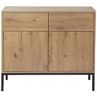 CALICOSY - Buffet 2 Portes 2 TiroirsReproduction Chêne L90 x H80 cm - LENNY
