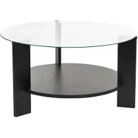 CALICOSY - Table basse 2 plateaux dont 1 en verre trempé D75 cm - CLARA