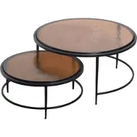 Signature - Tables basses gigognes en verre fumé et métal D86 cm IGLOO