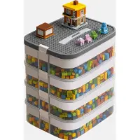 Kruzzel 25758 Boîte de rangement pour jeux de construction, 29 l, 4 étages