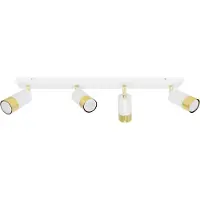 Light11 HOME Light-Home Hugo Lampe à suspendre - Suspension en métal et en verre - E27 - 4-flamme - Blanc et or