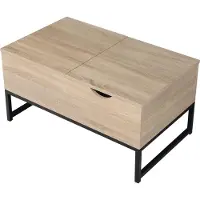 Happy Garden Table basse avec plateaux relevables noire et bois LOTTA